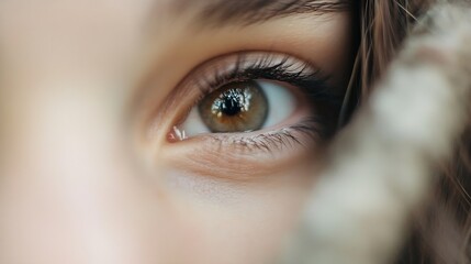 Poster - Closeup of a young woman's eye showcasing intricate details and natural beauty : Generative AI