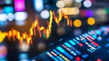 Aufkleber - Vibrant digital stock market data visualization showing fluctuations and trading activity in colorful formats : Generative AI
