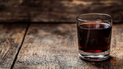 Aufkleber - Close up shot of a glass filled with dark liquid on wooden table perfect for beverage or cocktail themes : Generative AI