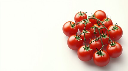 Poster - A beautiful cluster of cherry tomatoes displayed on a clean surface highlighting their freshness and color : Generative AI