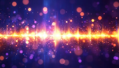 Canvas Print - abstract soundwave visualization with vibrant neon colors, bokeh effect, flowing curves