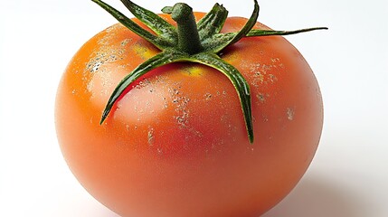 Wall Mural - Beautifully fresh ripe tomato with droplets representing freshness and quality against a simple white backdrop : Generative AI