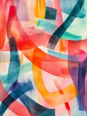 Wall Mural - Abstract Watercolor Swirls - Vibrant abstract watercolor painting with overlapping layers of color and texture, creating a dynamic and energetic composition