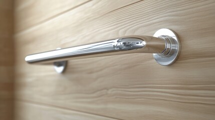 Poster - Close-up shot of a wooden door handle with intricate details