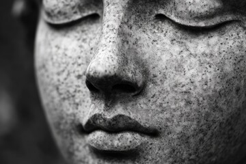 Aufkleber - A close-up view of a statue depicting a human face, great for abstract or artistic backgrounds