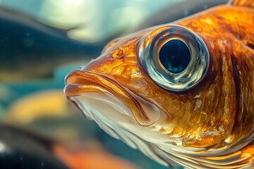 Leinwandbilder - Exquisite close up of a fish with sparkling scales and clear eyes swimming in its natural habitat : Generative AI