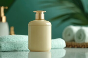 Poster - A bottle of lotion placed on a countertop with a simple and clean background