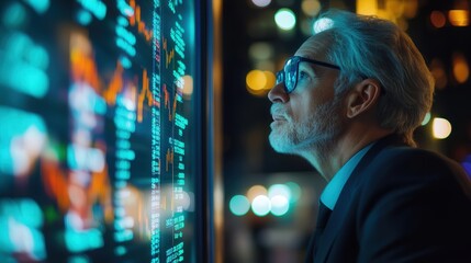 Poster - fund manager evaluating long-term investment strategies.