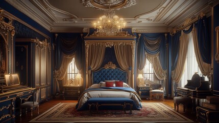 Wall Mural - perfectly styled luxury bedroom interior design concept.