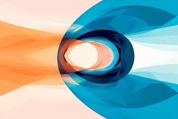 Leinwandbilder - Colorful abstract design blending orange and blue tones in a circular pattern, creating a vibrant visual experience