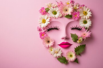Poster - A creative floral design forming a human-like face