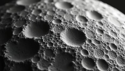 Wall Mural - Detailed surface texture moon full of craters. Lunar space rock surface background. Celestial planet with rough surface. Astronomy photo outer space exploration concept. Rocky celestial body in gray