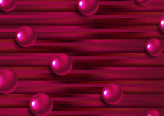 Wall Mural - Vibrant purple stripes and glossy spheres abstract geometric tech background. Concept modern vector template design