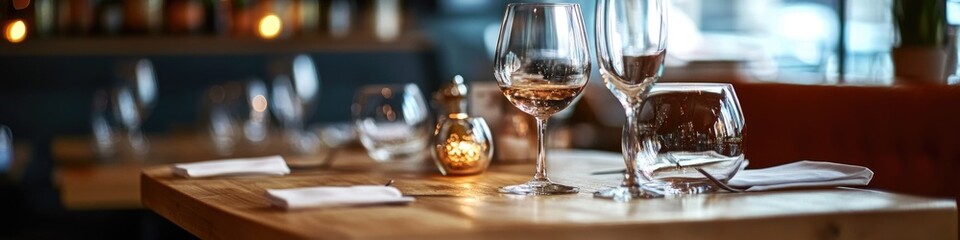 Poster - A table setting with wine glasses and napkins, perfect for a dinner party or special occasion