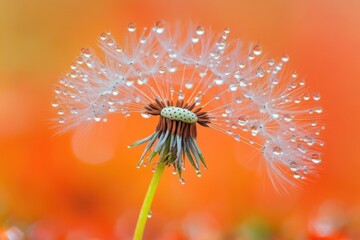 Aufkleber - A close-up shot of a dandelion with water droplets glistening on its surface