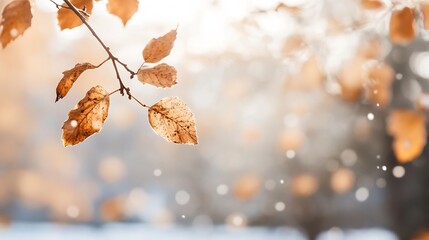 Fototapete - Beautiful closeup of autumn leaves showcasing the serene beauty of nature and seasonal change : Generative AI