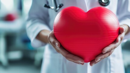 Poster - A person holds a red heart in their hands, a symbol of love and affection