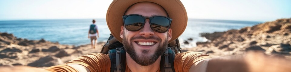 Aufkleber - A person posing with a camera, capturing the moment