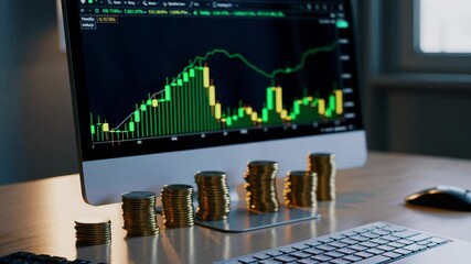 Leinwandbilder - business graph on the monitor