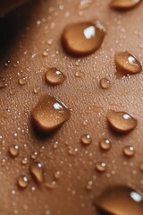 Poster - A high-angle view of individual water droplets on a surface, with clear details of their texture and shape