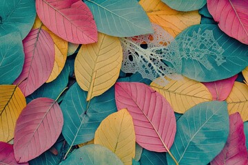 Aufkleber - A detailed shot of variously colored leaves