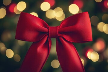 Aufkleber - A festive Christmas tree with a bright red bow on top