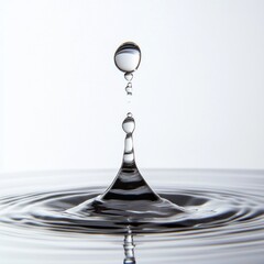 Aufkleber - A solitary water drop gracefully falls into a calm surface, creating mesmerizing ripples that radiate outward