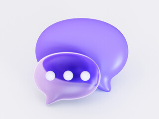 Poster - 3D render of two speech bubbles. 3D illustration suitable for chats, messengers, communication, chatbots, and online interactions.