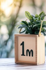 Aufkleber - A wooden box containing a living plant