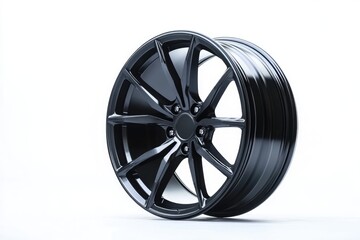 Aufkleber - A single black wheel isolated on a white background, perfect for use in designs where texture and contrast are important