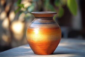 Aufkleber - A brown vase sits on a table
