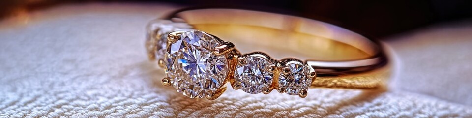 Poster - A detailed view of a diamond ring on a cloth