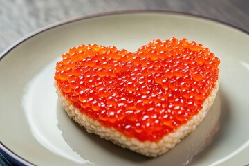 Aufkleber - A simple yet elegant plate featuring a heart-shaped serving of caviar, perfect for fine dining or special occasions