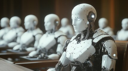 Poster - world where AI judges handle all legal disputes with complete fairness