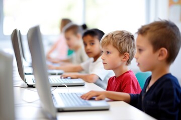 Wall Mural - Computer student classroom learning.