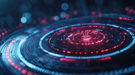 Poster - data processing system, Futuristic digital abstract design with glowing circles and lines