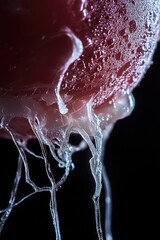 Poster - A detailed view of a flower with water droplets glistening on its petals, perfect for use in editorial or commercial contexts where a natural beauty is needed