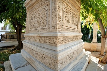Aufkleber - A stone monument surrounded by greenery, perfect for parks, gardens, or outdoor spaces