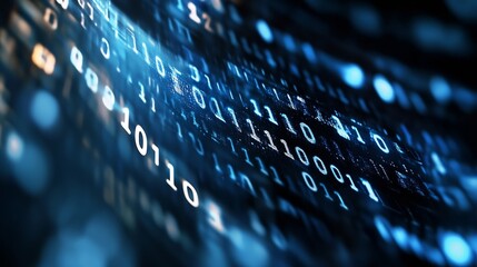 Leinwandbilder - Dynamic representation of cascading binary numbers illustrating the concept of digital transformation : Generative AI