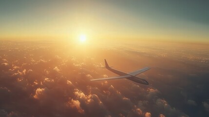 Poster - solar-powered airplane flying long distances with zero emissions.