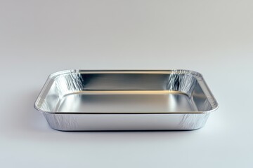 Poster - A metal pan sits on a clean and plain white surface