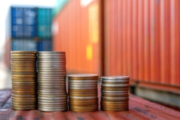 Aufkleber - A stack of coins sitting on a table