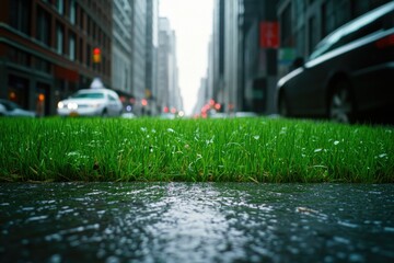 Aufkleber - Urban landscape with abundant greenery