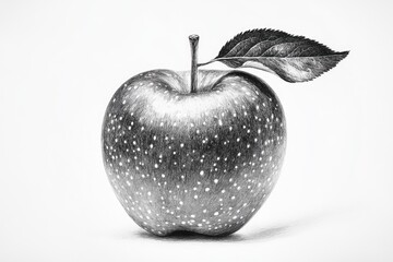 Aufkleber - A close-up illustration of an apple with a leaf, created using pencils