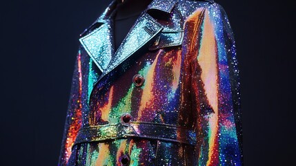 Poster - holographic pattern on a men's high-fashion trench coat