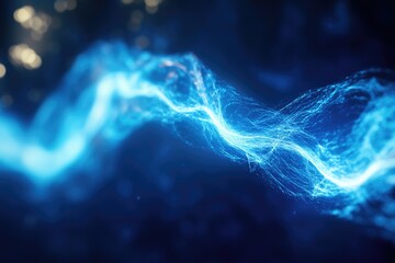 Poster - A close-up shot of a blue light with a blurry background