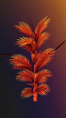 Poster - Tropical Fronds Tangerine Palm Elegance