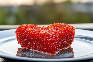 Poster - A heart-shaped jelly sitting on a white plate, perfect for dessert or decoration