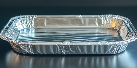 Poster - A single tin foil container sits on a table