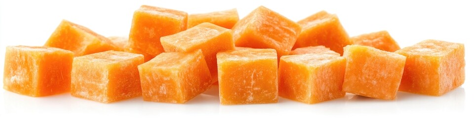 Poster - Freshly cut carrots arranged on a clean white surface, great for food photography and still life compositions